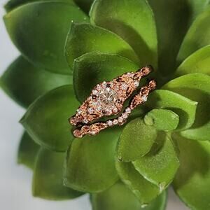 Rose Gold Silver 925 Bridal Ring Set 10